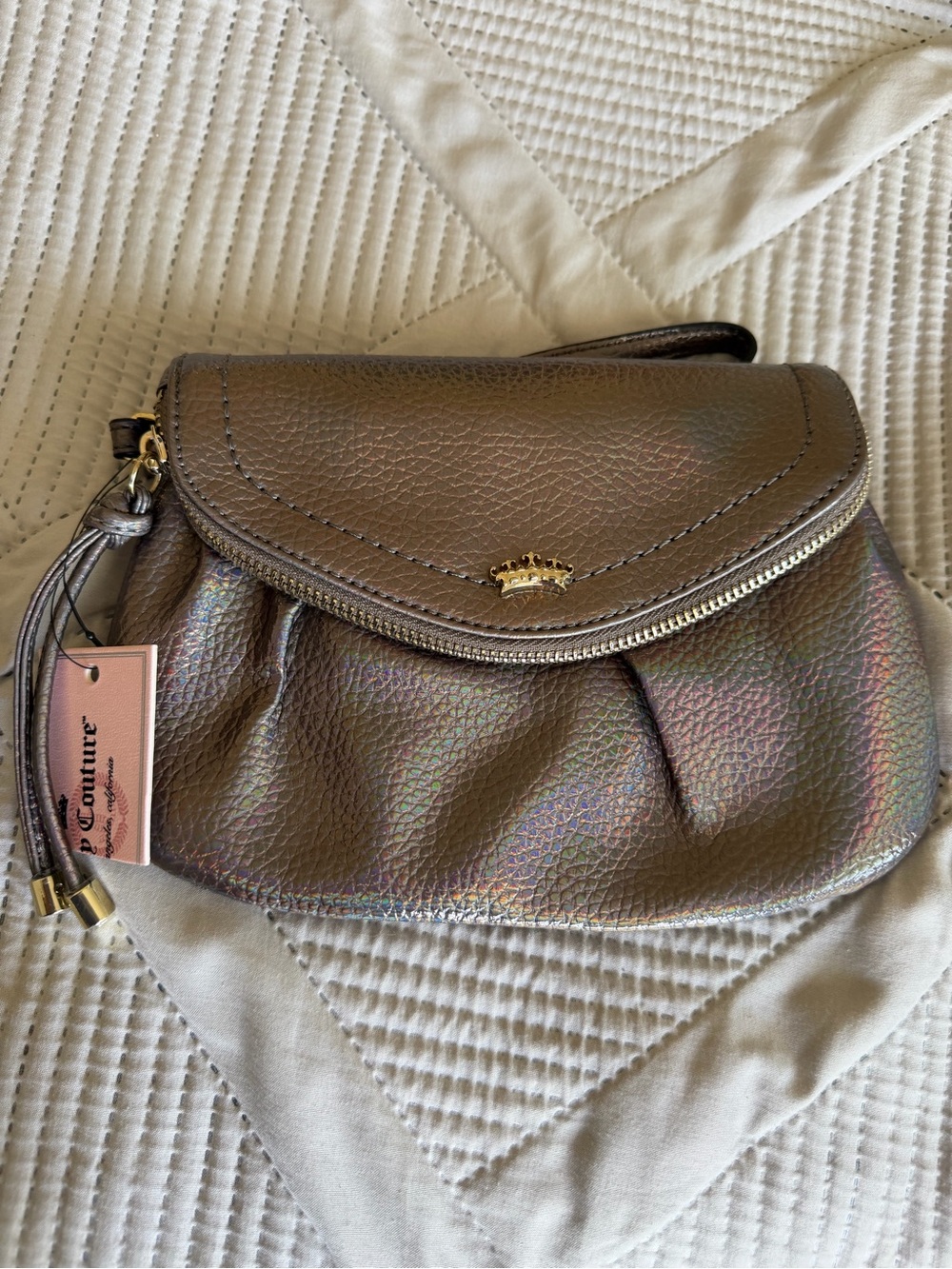 Juicy Couture Iridescent Pewter Wristlet Clutch-NWT - Picture 10 of 10